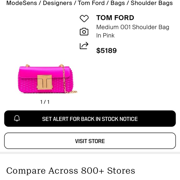 Tom Ford Pink 001 Shoulder Bag - Picture 10 of 11